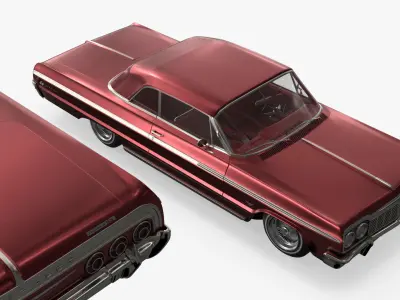 Chevrolet Impala Lowrider 1964 with Dropped Stance Pearl Red 3D model
