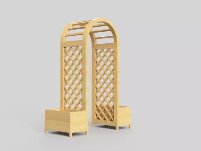 Trellis arch Arbor with planters Pergola 3D print model