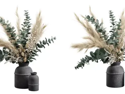 Vase Bouquet Pampas 03 Free 3D model