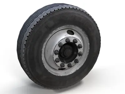 Heavy truck steel wheels PBR Low-poly 3D model