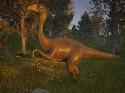 Dinosaur Struthiomimus Low-poly 3D model