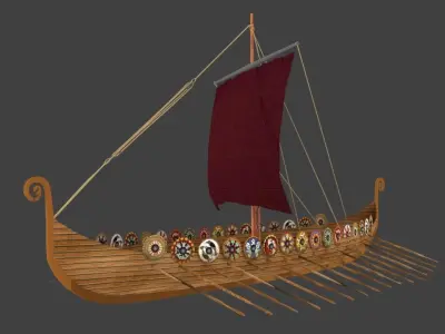 Viking Ship Low-poly 3D model