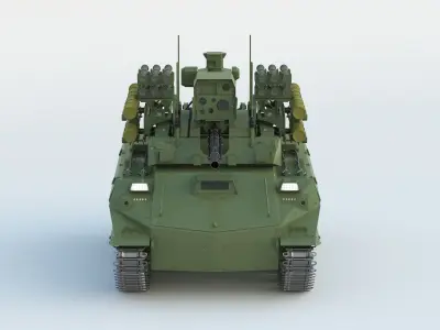 Uran-9 armored vehicle with machine gun 3D model