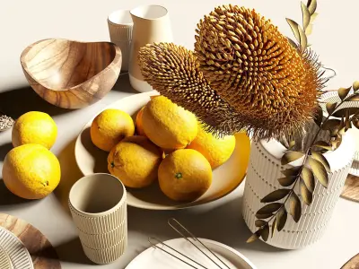 Lemons as part of the table setting 3D model