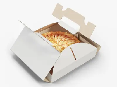 Pear Pie in White Cardboard Box with Handles 3D model