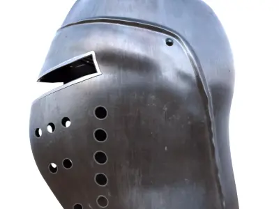 Medieval Knight Great Helm Helmet Low Poly PBR 4K Low-poly 3D model