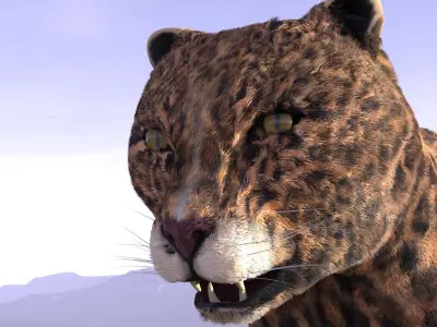 Leopard jaguar running in desert 3D model