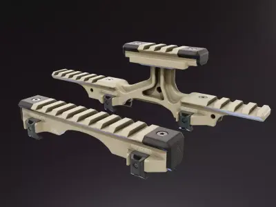 Optical Mount Modular Picatinny Rail Low-poly 3D model