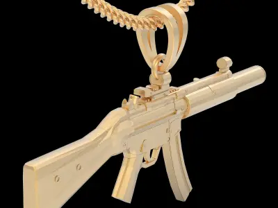 MP5 Gun pendant silver gold printable jewelry 3D model 3D print model