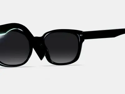 Aubrey Low Bridge Fit Sunglasses in Jet Black Low-poly 3D model
