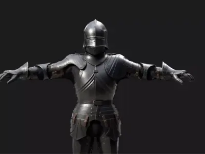 Dark Gothic Knight Rigged Low-poly 3D model