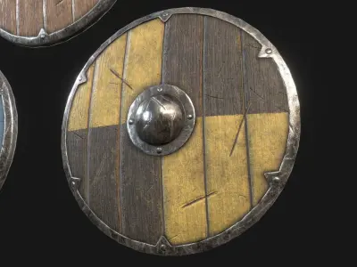 Viking Round Shield - Customizable lowpoly game ready asset Free low-poly 3D model