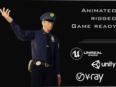 Policeman Character 02 Low-poly 3D model