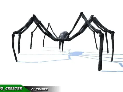 Low-Poly Black Spider Rigged Animated 3d model Low-poly 3D model