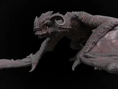 Hell Wyvern - Infernal Dragon Low-poly 3D model