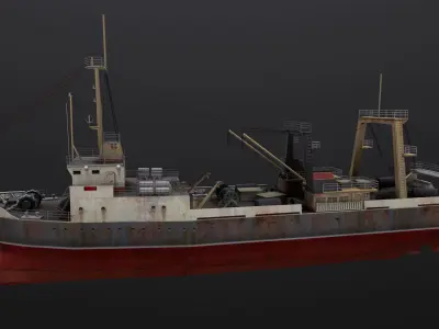 Fishing trawler Low-poly 3D model