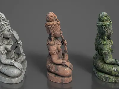 Ancient Khmer Statue13-250523 Low-poly 3D model