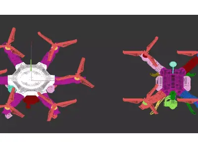 Multi rotor unmanned aerial vehicle Low-poly 3D model