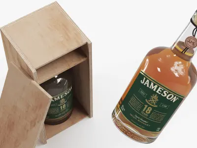 Jameson Irish Whiskey Aged 18 Years in Wooden Box 3D model