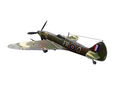 Royal Air Force Fighter Super-marine Spitfire MK1A Low-poly 3D model