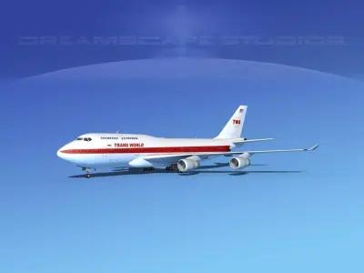 Boeing 747-400 TWA 3 3D model