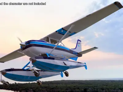 Seaplane Cessna 182 Floatplane 3D model