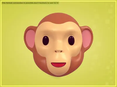 Monkey Head Emoji Low-poly 3D model