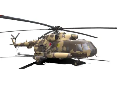 Mil Mi-17 Russian Military Helicopter PBR Low-poly 3D model