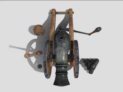 Old Iron Cannon Low-poly 3D model