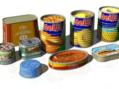 Food Canning 9items 3D model