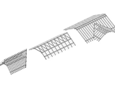Revit Family Rafter Roof Parametric Timber Structure 3D model