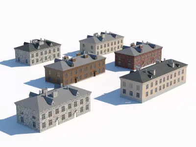 Soviet-style residential buildings pack 3D model