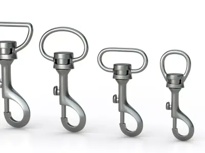 Set of 4 Metal Carabiner LowPoly Low-poly 3D model Low-poly 3D model