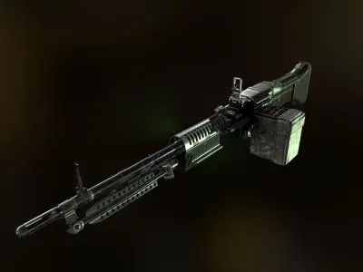M60 machine gun Low-poly 3D model