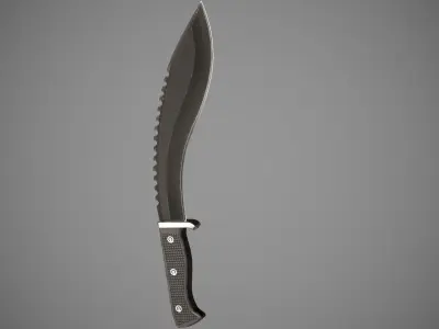 Knife Sawback Kukri with Sheath Low-poly 3D model