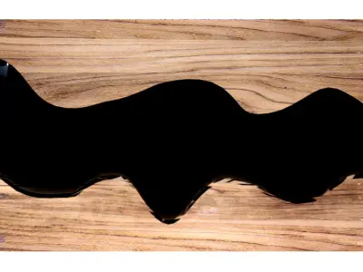 Wooden Table with Black Resin River Free 3D model