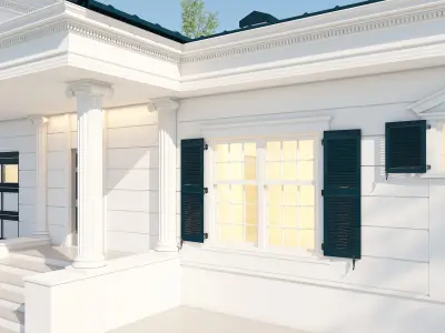 Classic white house Low-poly 3D model