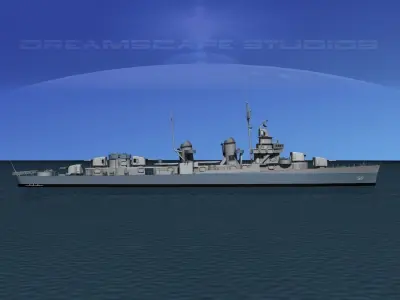 Fletcher Class Destroyer DD-517 USS Walker 3D model