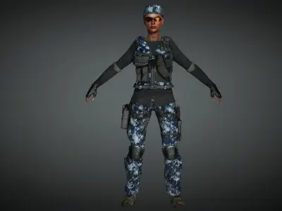AAA Military Female Character 03 Low-poly 3D model