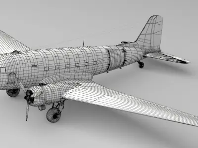 Douglas C47 skytrain Thats All Brother Low-poly 3D model