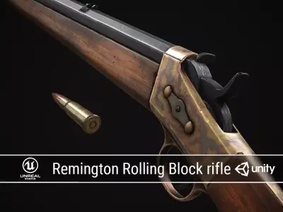 PBR Remington Rolling Block rifle Low-poly 3D model