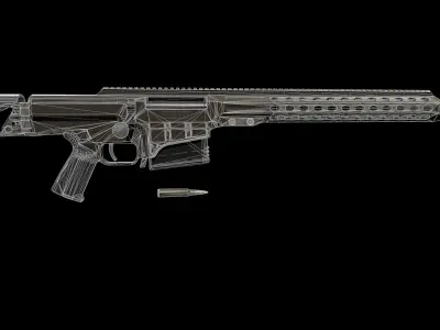 Barret Mrad Sniper Rifle - Model and Textures Low-poly 3D model