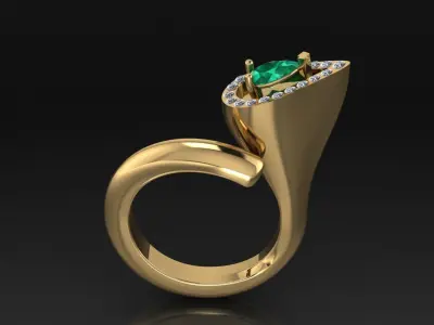 pear emerald rin 3D print model