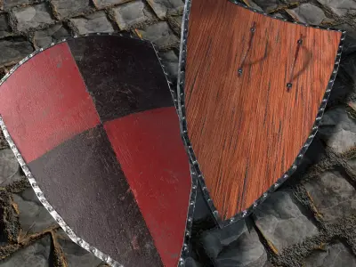 Medieval round shield with coat of arms 9 Low-poly 3D model