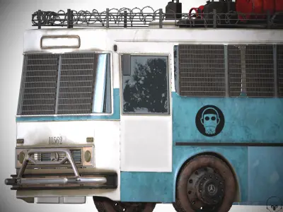 Post-Apocalyptic Bus Low-poly 3D model