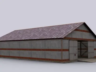hangar old barn with roof Low-poly 3D model