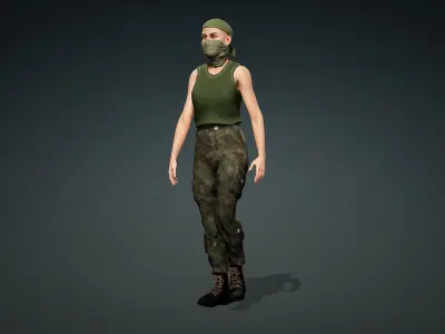 High Quality Realistic Female Military Cargo Low-poly 3D model