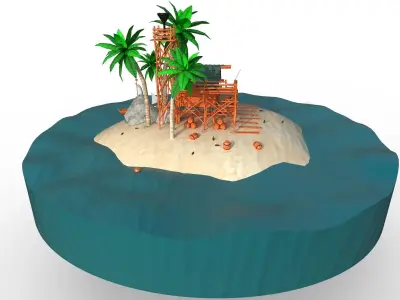 House on the sea Low-poly 3D model