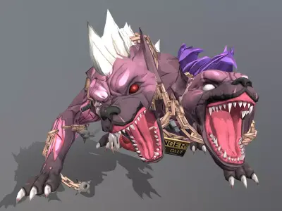 HYBRID Monster Double Head Hyena Dog Multi Attak 3D model