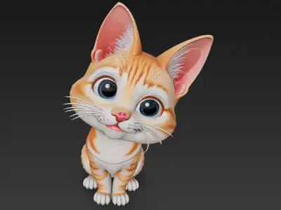 Cat Realistic 3D Model Basic - Low Poly Realistic Low-poly 3D model